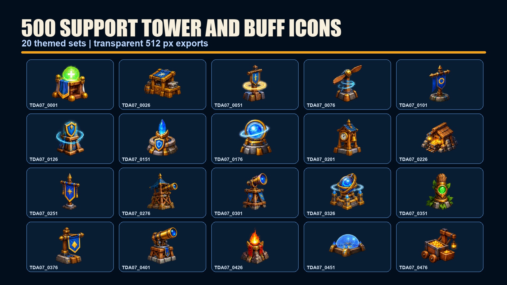 Ui Tower Tower Upgrade & Targeting Icons – 500 Strategy UI Assets by Cobalt Graphics