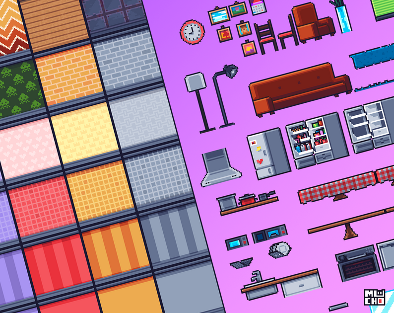 House Interiors Tileset Pack by Mucho Pixels