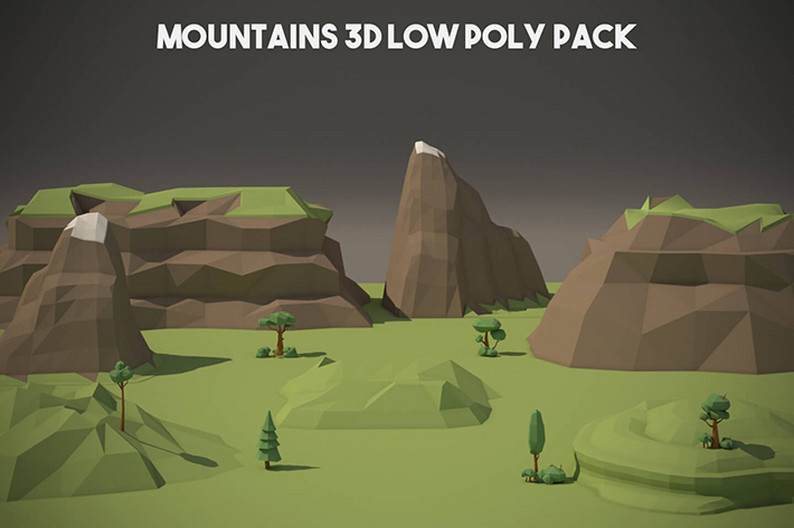 Mountains 3D Low Poly Pack by Free Game Assets (GUI, Sprite, Tilesets)