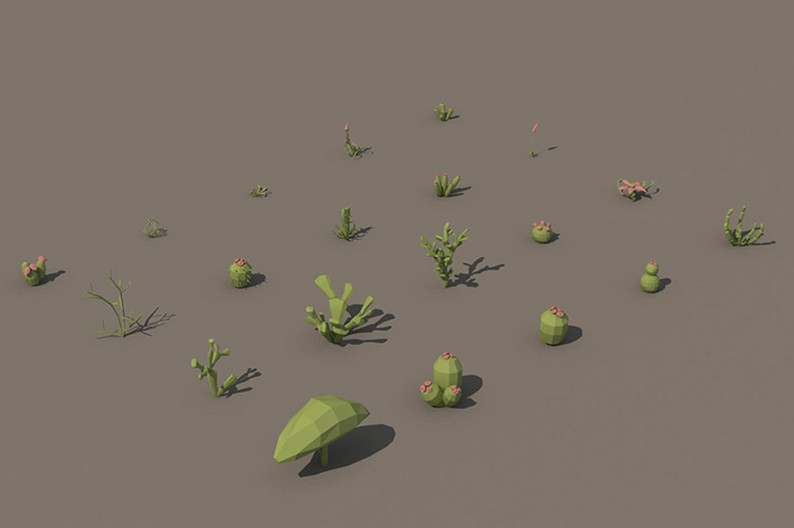 Free Desert Plants 3D Low Poly Pack by Free Game Assets (GUI, Sprite ...