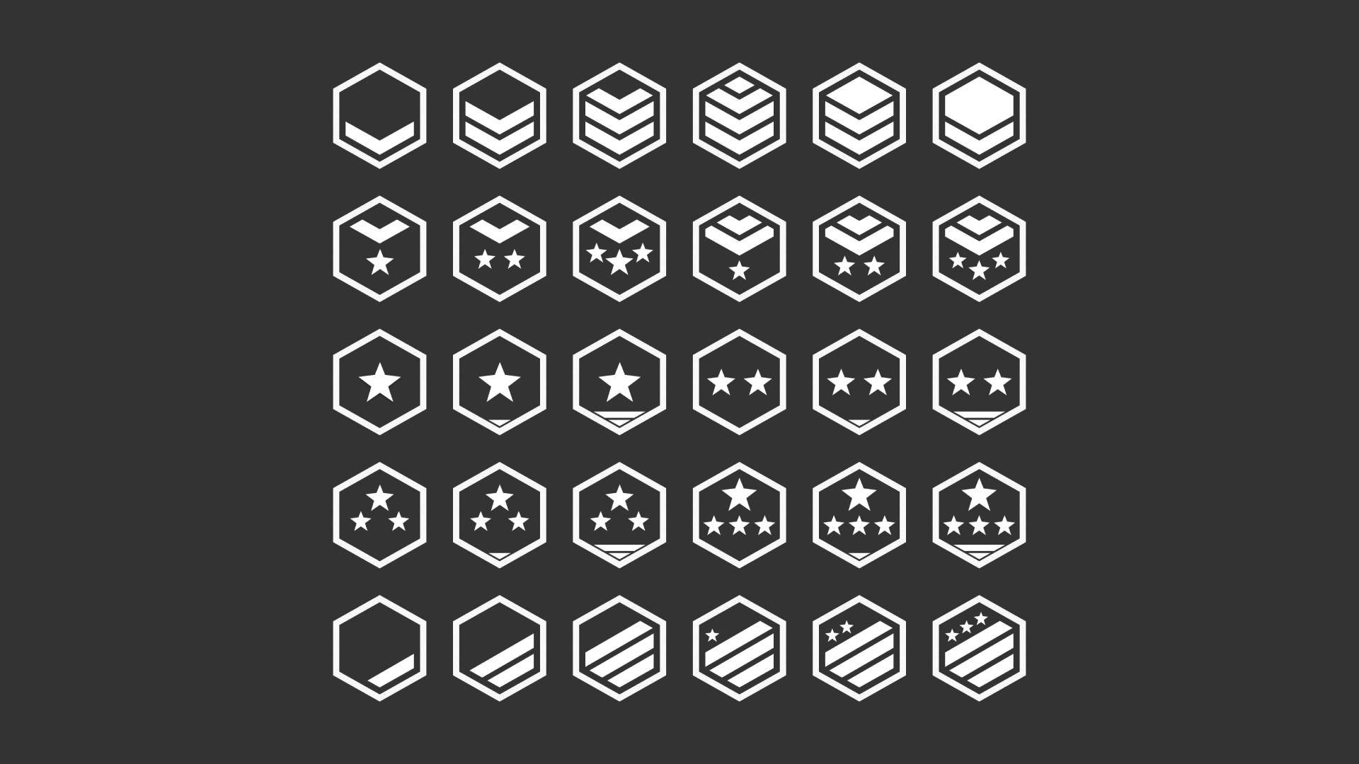 Fictional Military Ranks Icons Set by Warstellar Interactive