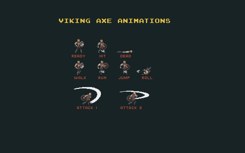 Viking Warrior Pixel Art Characters by sanctumpixel