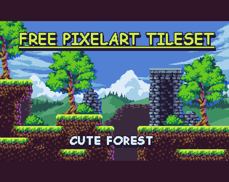 Free Pixelart Tileset - Cute Forest by aamatniekss