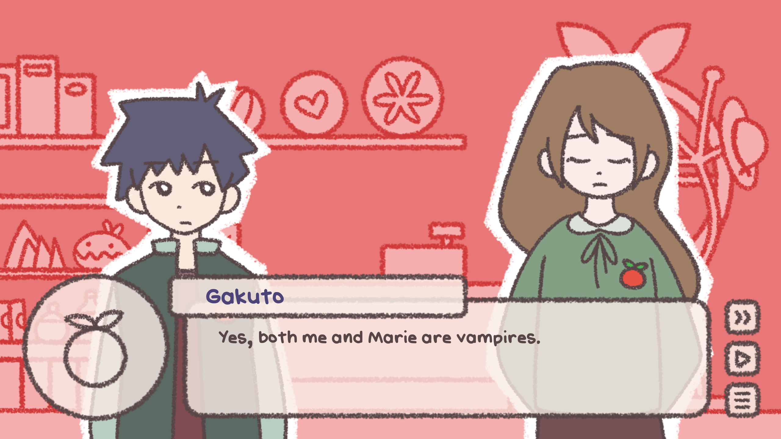 a screenshot of my vampire game showing two vampire characters