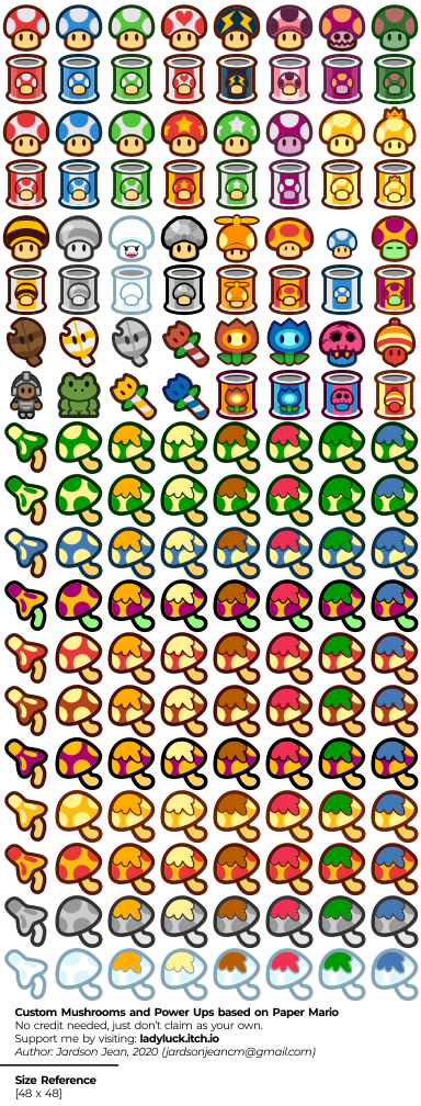 Custom Mushrooms And Power Ups Based On Paper Mario By Ladyluck