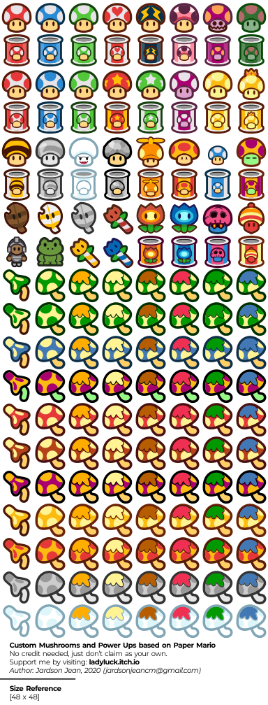 Custom Mushrooms And Power Ups Based On Paper Mario By LadyLuck