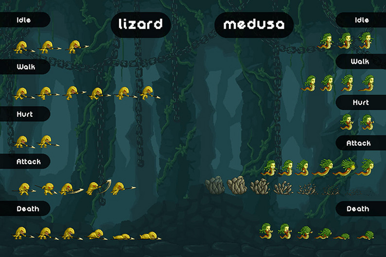 Free Monster Sprites Pixel Art by Free Game Assets (GUI, Sprite, Tilesets)