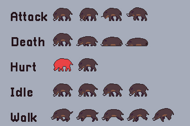Pixel Art Ruin Enemy Sprite Sheets by Free Game Assets (GUI, Sprite ...