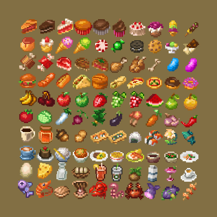 Food Items Icons by ansimuz