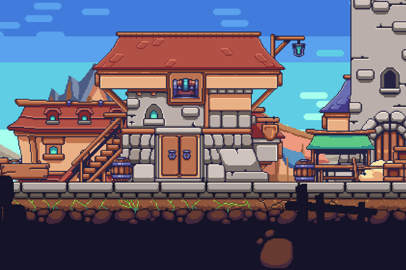 Village Pixel Art Environment By Blackspire Studio