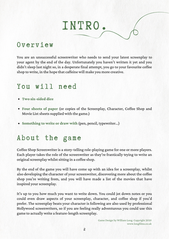 Coffee Shop Screenwriter by Long Games