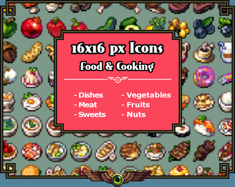 Pixel RPG Icons Food & Cooking 16x16 by Thomas Feichtmeir "Cyangmou"