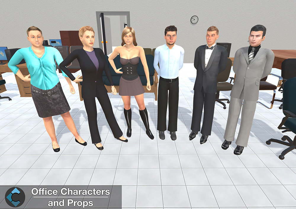 Unity Asset Office Characters And Props By Comphonia