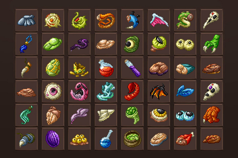 48 Loot Icons Pixel Art by Free Game Assets (GUI, Sprite, Tilesets)