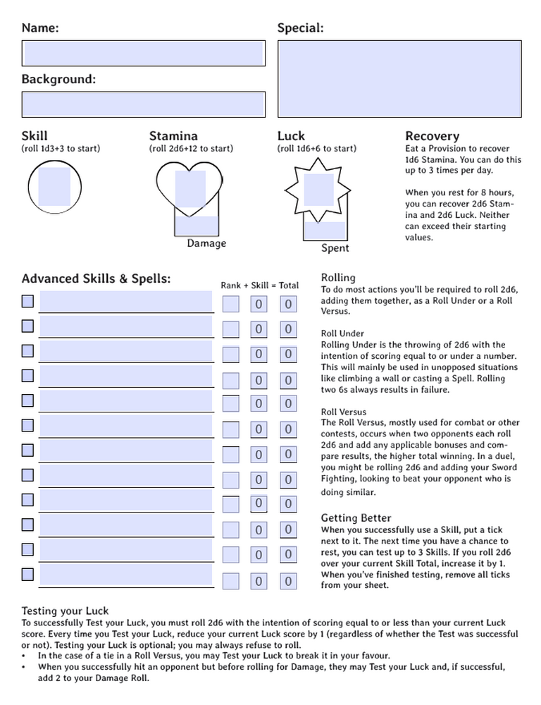 Troika Form-Fillable Character Sheet By Aaron King