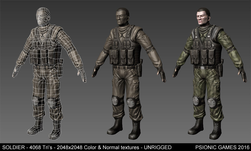 Soldier Model - Low Poly - Unrigged