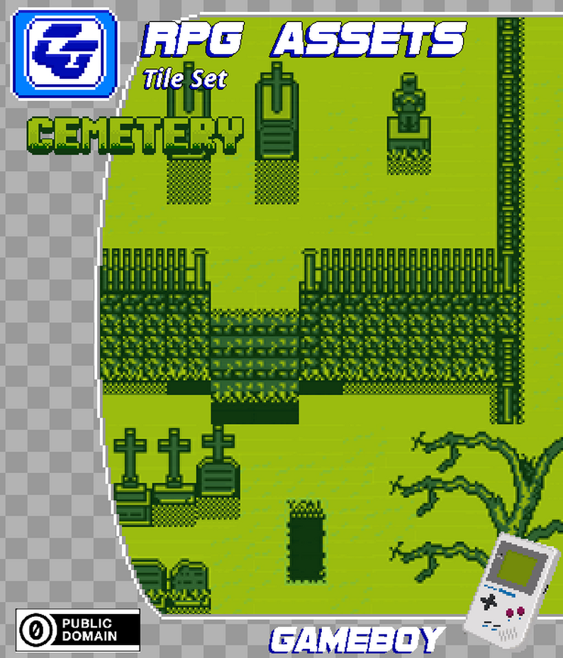 RPG Asset Tile Set 'Cemetery' Gameboy By Chasersgaming