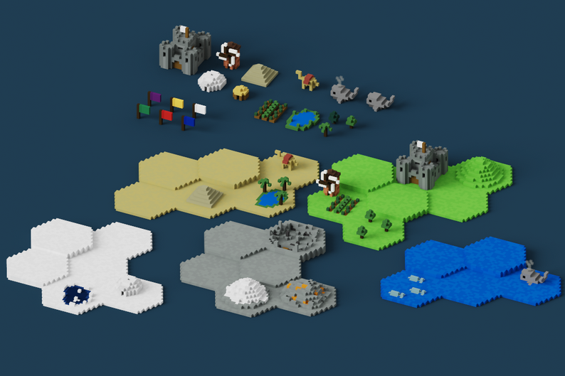 Free Hexagon Tileset by Xeeh
