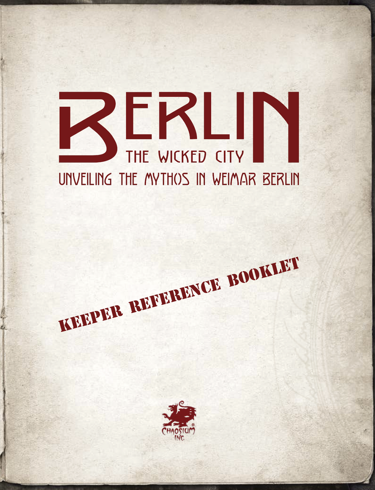 Berlin the Wicked City Free Keeper Reference Booklet and Handouts Pack