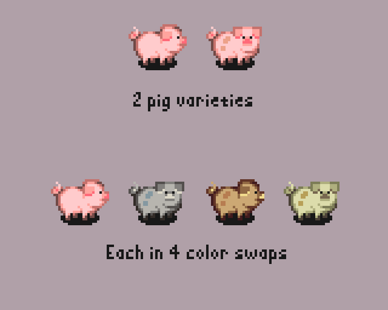 Pixel Art Creature Sprites - Livestock by Seliel the Shaper