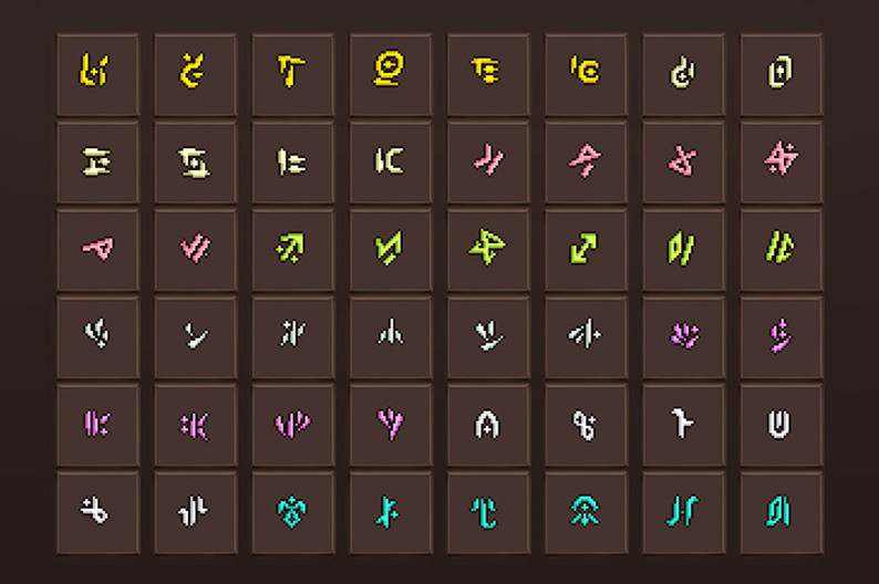 Game Graphic Runes 48 Magic Runes Pixel Art Icon Pack by Free Game Assets (GUI, Sprite ...