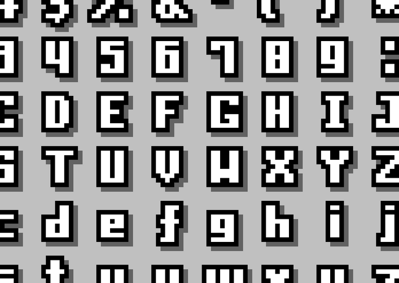 12x12 Small outline bitmap font by Mike Dailly