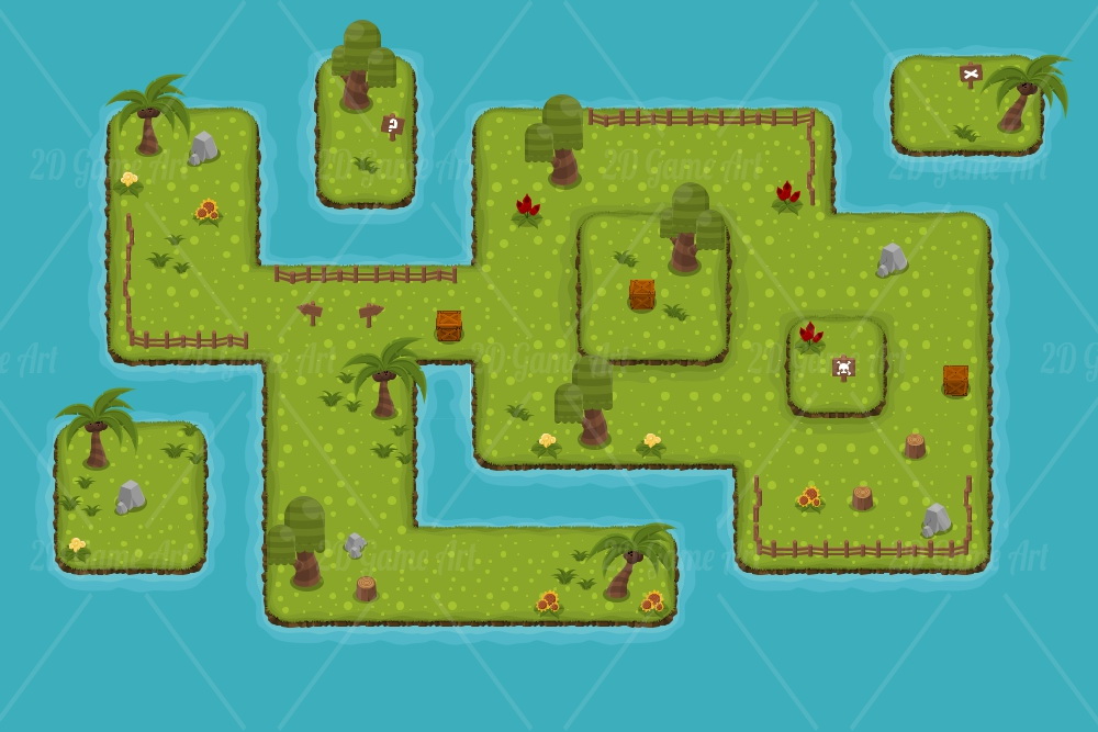 Top View Island Game Assets Pack Download 