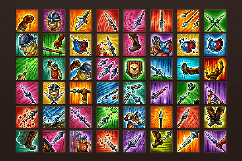 48 Spearman Skills Icons Pixel Art By Free Game Assets (GUI, Sprite ...