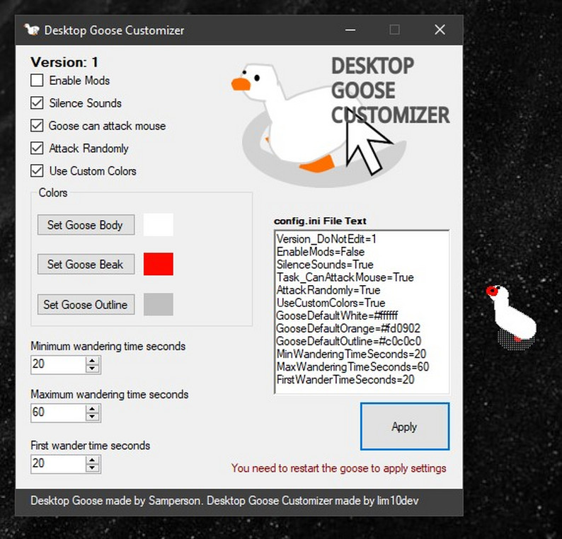 Desktop Goose Customizer by _LIM10_
