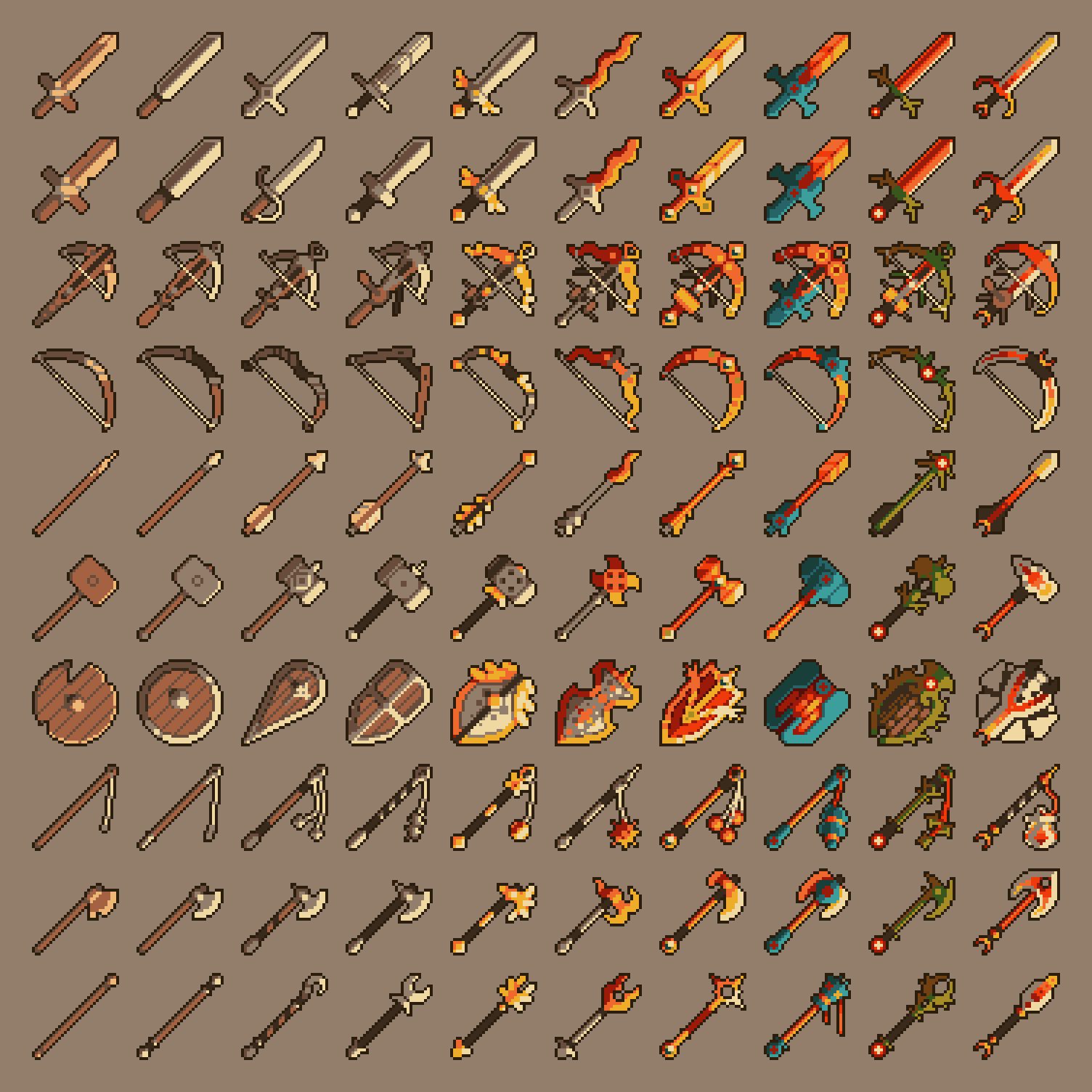 32x32 anime style weapons - #pixelart