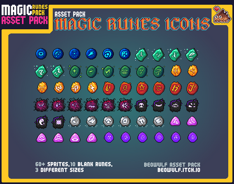 Magic Runes Pixel Art Asset Pack by Beowulf