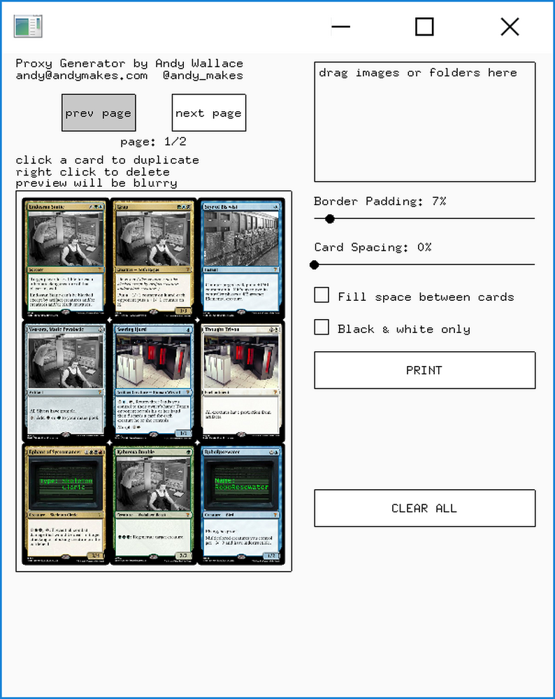 TCG Proxy Generator By AndyMakes