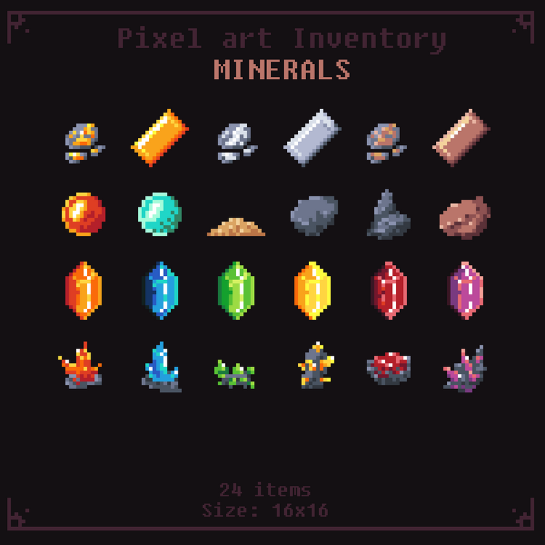 Pixel Art Items - Minerals by Digital Mosaic Games