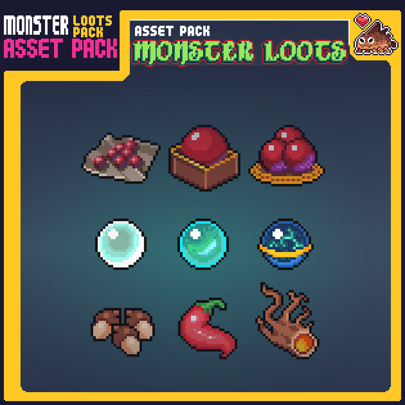 Rpg Monster Loot Pixel Art Asset Pack By Beowulf