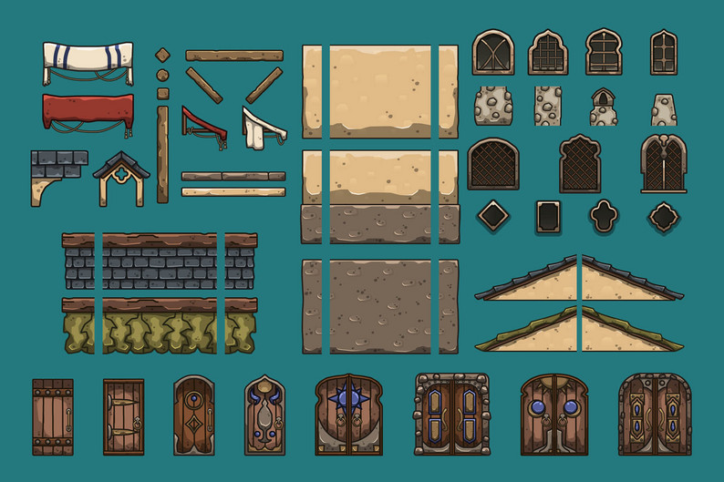 Desert Village 2D Tileset by Free Game Assets (GUI, Sprite, Tilesets)