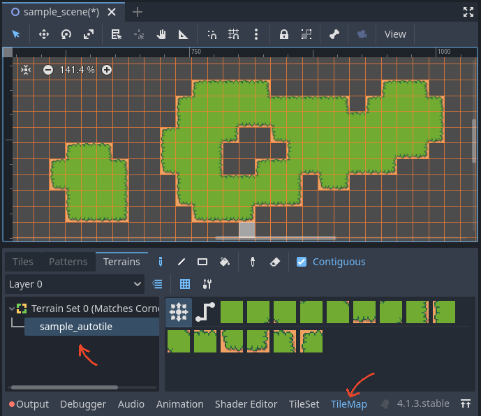 How do I make it so different autotile terrain sets autotile with