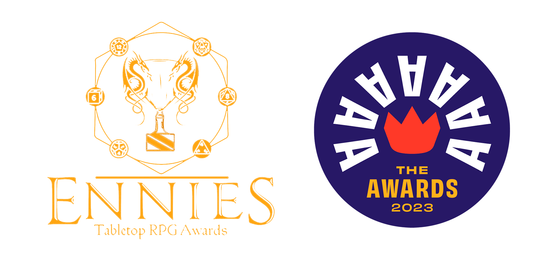 Logos for the ENNIES Tabletop RPG Awards and The Awards