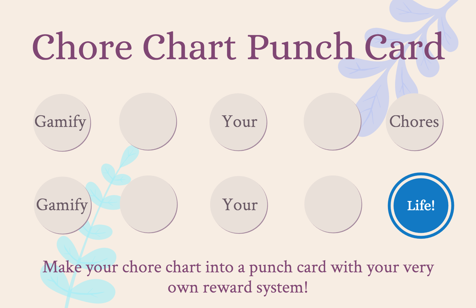 Chore Chart Punch Card