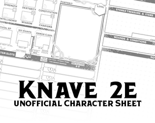 Knave 2e Character Sheet   - unofficial character sheet for Knave 2nd edition. Printable and Form Fillable 