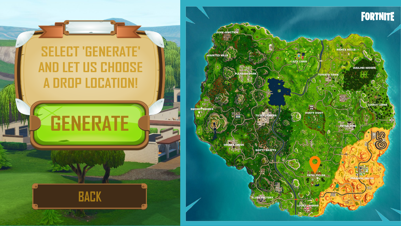 it allows you to generate a spawn location so you and your squad can jump there want additional modifiers no problem use the strat generator to really - fortnite landing zone generator