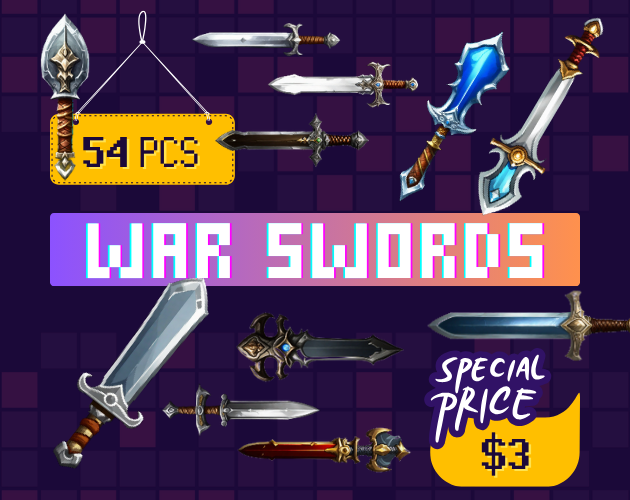 Swords of War - 2D Game Assets 54 PCS