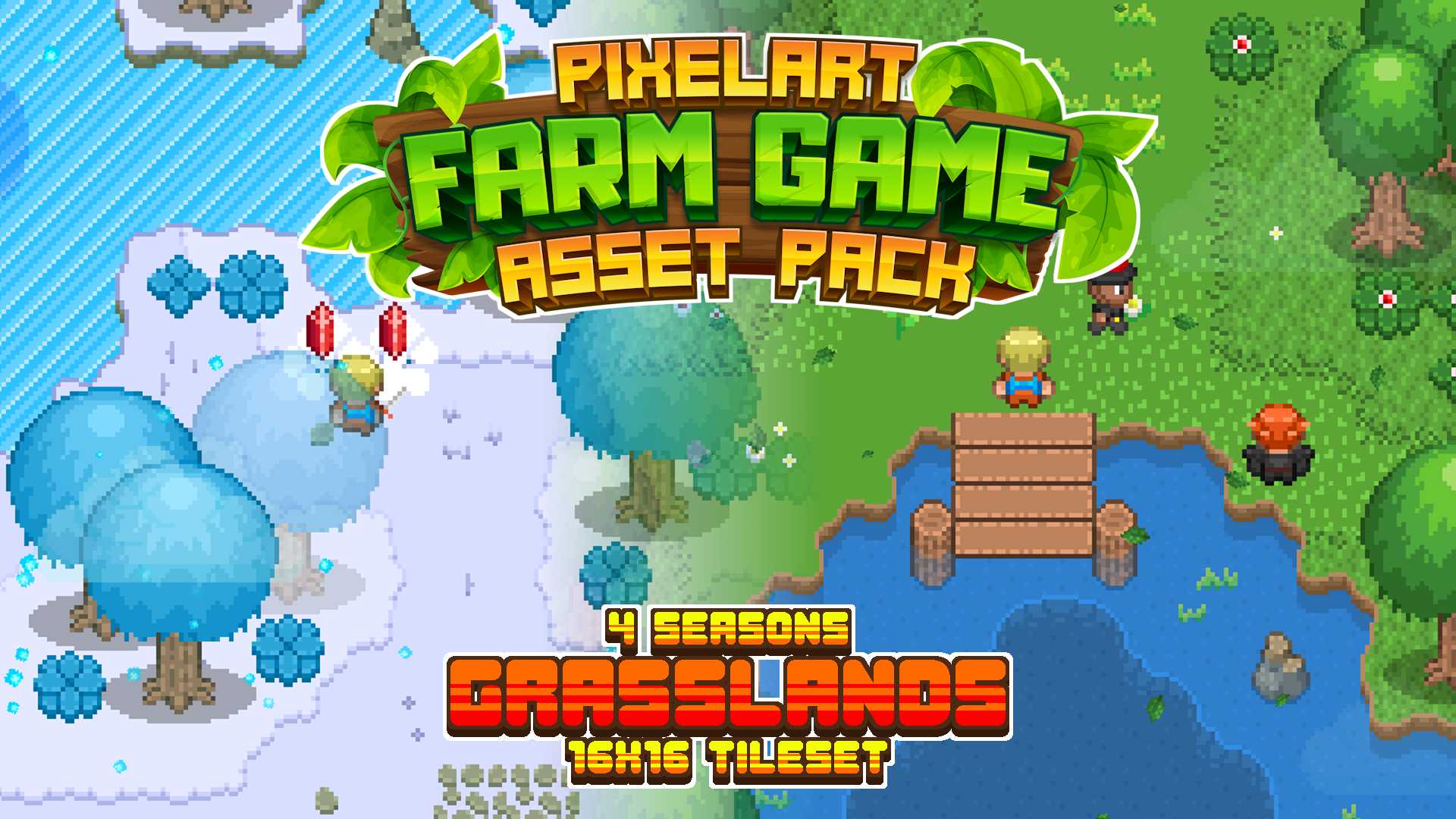 Farming Game Grasslands Tileset 4 Seasons by ELV Games