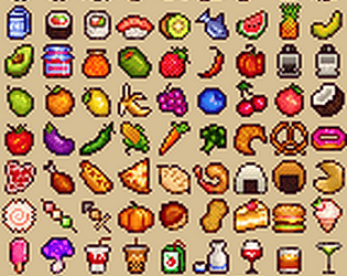 Added eighty fruit, nuts, and seeds to my free pixel art asset pack on  itch.io. Link in comments. : r/gameassets