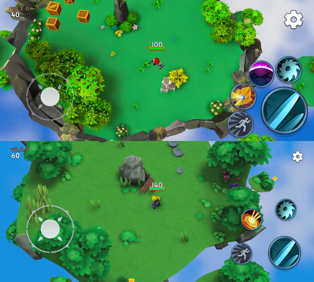 Comparison Starting Hub Area, old version top, new version bottom