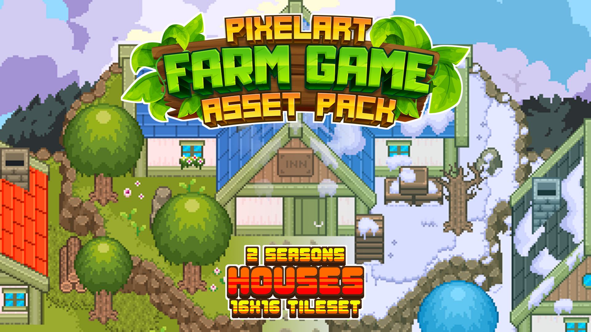 Farming Game Houses Tileset 2 Seasons by ELV Games