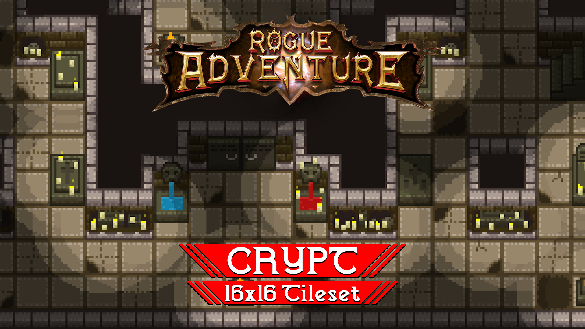 Rogue Adventure - Crypt 16x16 Pixelart Tileset By ELV Games