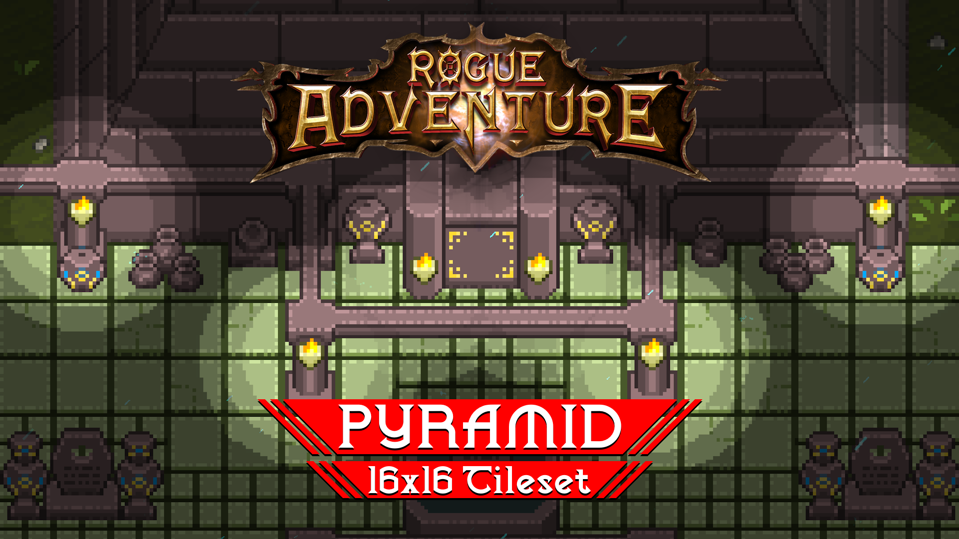 Pyramid Tileset 16x16 Pixelart [Rogue Adventure] by ELV Games