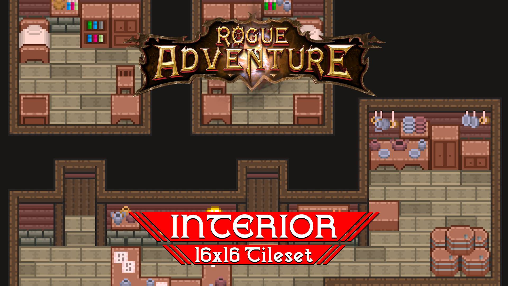 Rogue Adventure - Interior 16x16 Pixelart Tileset By ELV Games