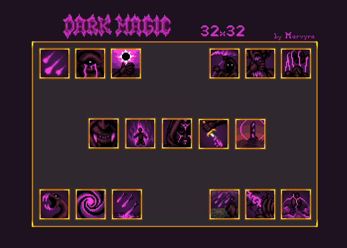 Unique Fantasy Dark Magic Icons [32x32] by Marvyra