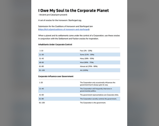 I Owe My Soul to the Corporate Planet   - Oracles for Ironsworn: Starforged RPG 
